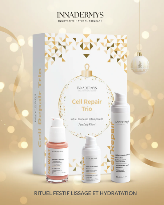 Coffret de Noel - Rituel Anti-Âge complet Innadermys – Sérum, Crème visage et Contour des yeux naturels et bio-tech. Hydrate, lisse et repulpe la peau. Regard reposé et éclat durable.