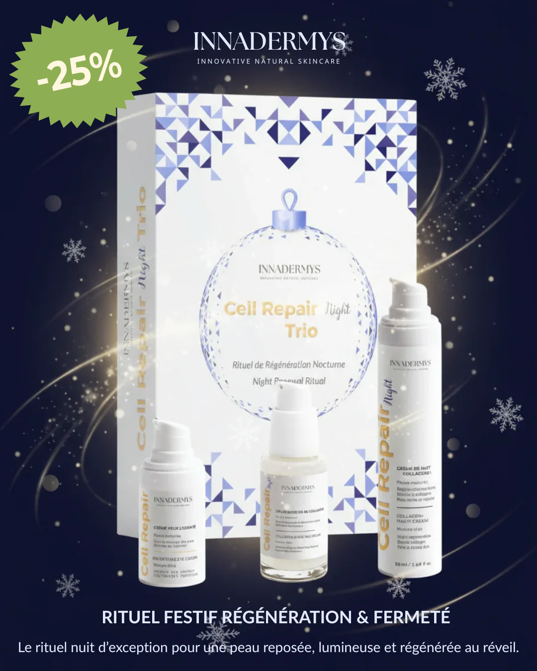 Coffret Noel édition limitée Cell Repair Night Trio Rituel régénération nocturne Innadermys