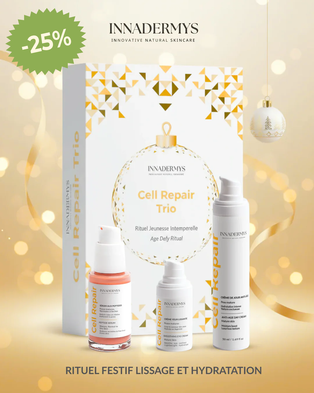 Coffret Noel édition limitée Cell Repair Trio Rituel Jeunesse Intemporelle Innadermys