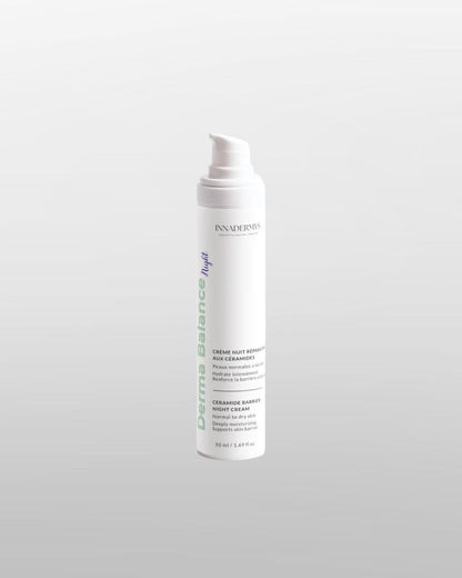 Flacon airless de crème de nuit régénératrice aux céramides Derma Balance night