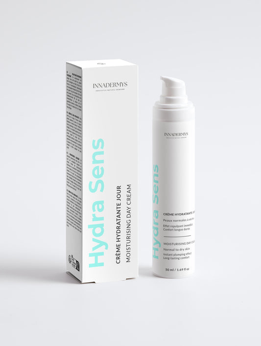 Flacon et boite Crème hydratante jour Hydra sens Innadermys
