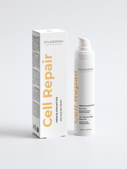 Flacon et boite Crème de jour anti-âge Cell Repair Innadermys 