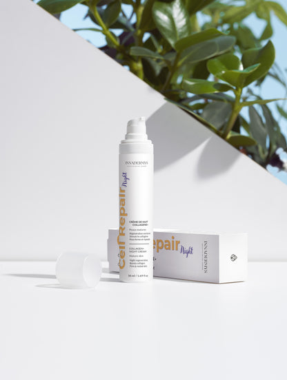 Flacon et boite Crème de nuit collagène+ Cell Repair Night Innadermys