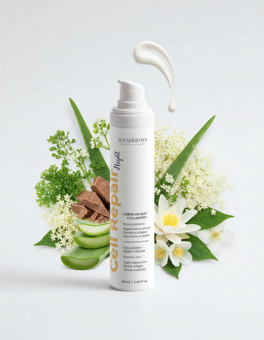 Ingrédients botaniques de la Crème de nuit collagène+ Cell Repair Night Innadermys