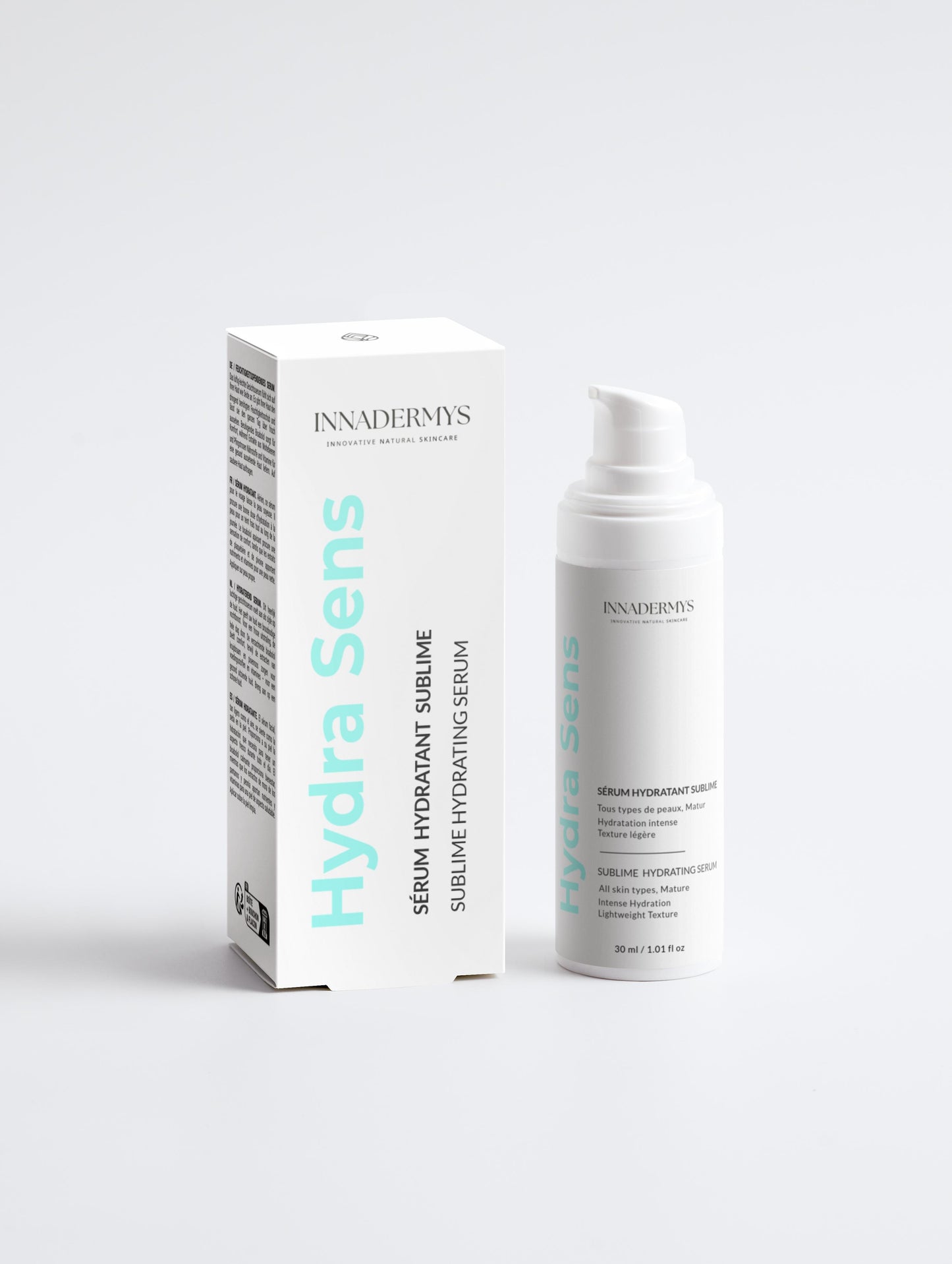 Flacon et boite Sérum hydratant sublime Hydra Sens Innadermys