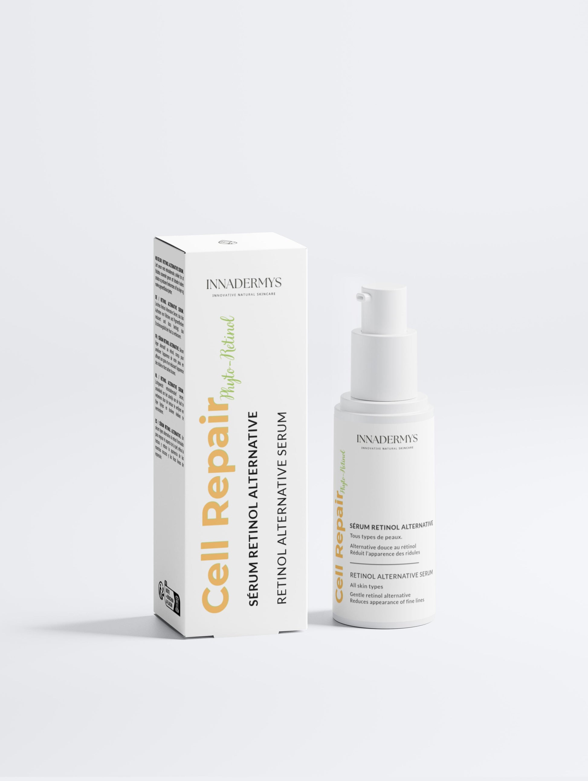 Flacon et boite Sérum retinol alternative Cell Repair Phyto-Retinol Innadermys